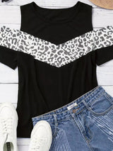 Women's T-Shirts Leopard Print Off The Shoulder Short Sleeve T-Shirt - T-Shirts - Instastyled | Online Fashion Free Shipping Clothing, Dresses, Tops, Shoes - 18/02/2022 - 30-40 - color-black