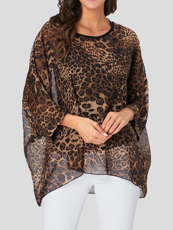 T-Shirts - Leopard Print Sun Protection Bikini Top - MsDressly