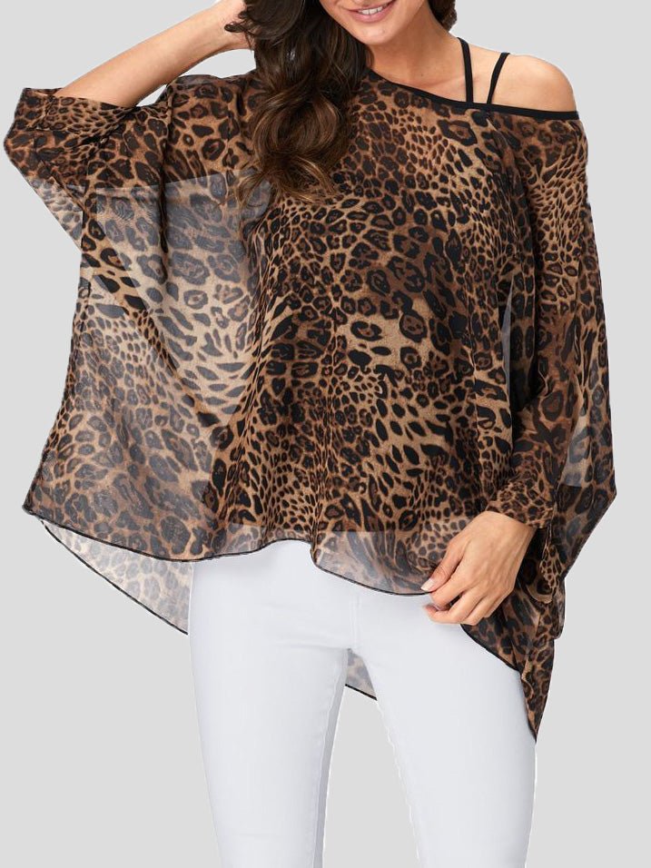 T-Shirts - Leopard Print Sun Protection Bikini Top - MsDressly