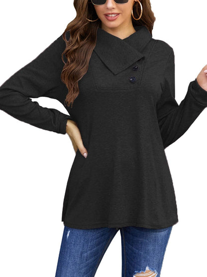 Women's T-Shirts Long Sleeve Cowl Neck Button T-Shirt - T-Shirts - Instastyled | Online Fashion Free Shipping Clothing, Dresses, Tops, Shoes - 20-30 - 24/11/2022 - CE