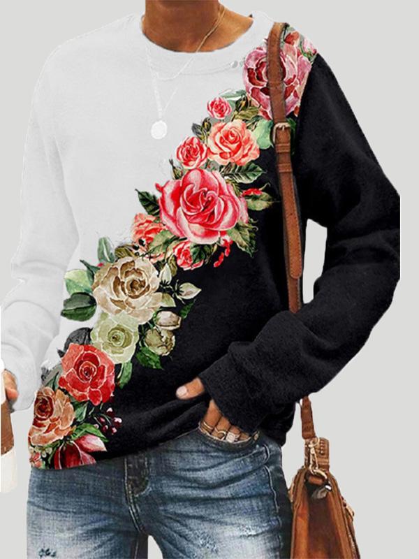 Women's T-Shirts Long Sleeve Round Neck Floral Print T-Shirts - T-Shirts - INS | Online Fashion Free Shipping Clothing, Dresses, Tops, Shoes - 20-30 - 20/08/2021 - Category_T-Shirts
