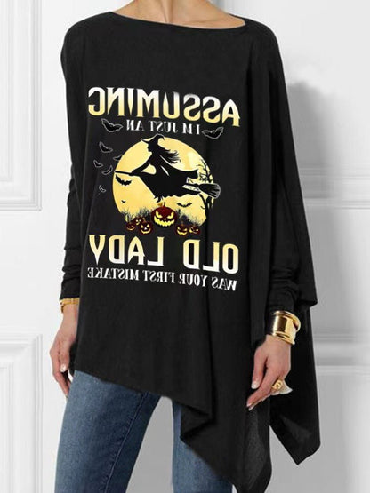 Women's T-Shirts Loose Printed Irregular Long Sleeve T-Shirt - T-Shirts - Instastyled | Online Fashion Free Shipping Clothing, Dresses, Tops, Shoes - 20-30 - 25/08/2022 - color-black