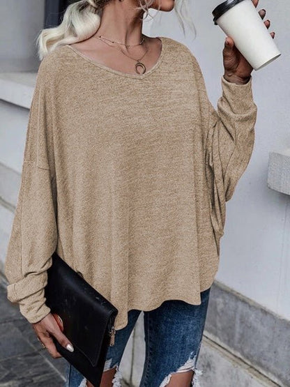 Women's T-Shirts Loose Solid Dropped Shoulder T-Shirt - T-Shirts - Instastyled | Online Fashion Free Shipping Clothing, Dresses, Tops, Shoes - 20-30 - 26/07/2022 - color-gray_blue