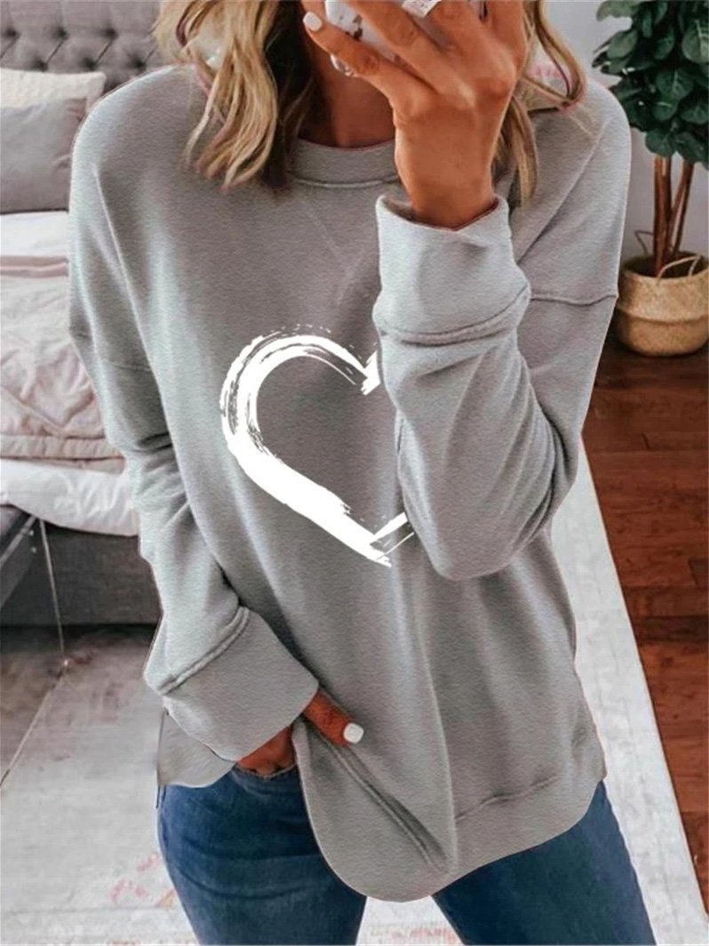 Women's T-Shirts Love Print Round Neck Long Sleeve T-Shirts - T-Shirts - INS | Online Fashion Free Shipping Clothing, Dresses, Tops, Shoes - 17/09/2021 - 20-30 - Category_T-Shirts