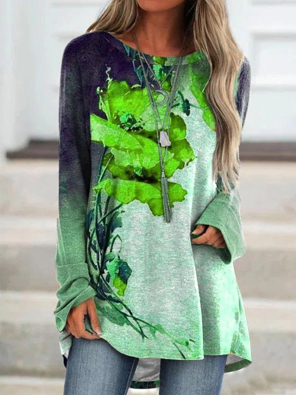 Women's T-Shirts Printed Mid-Length Long Sleeve T-Shirt - T-Shirts - INS | Online Fashion Free Shipping Clothing, Dresses, Tops, Shoes - 10-20 - 26/08/2021 - Category_T-Shirts