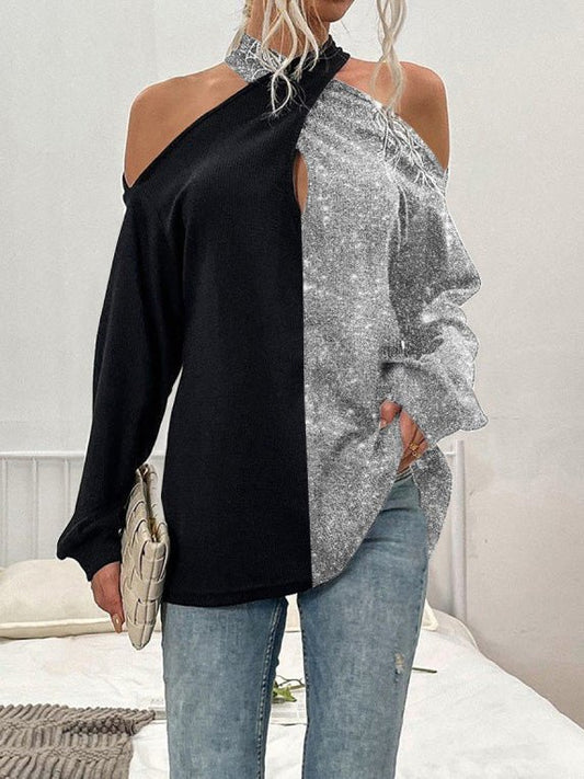 Women's T-Shirts Printed Off-Shoulder Long Sleeve T-Shirt - T-Shirts - Instastyled | Online Fashion Free Shipping Clothing, Dresses, Tops, Shoes - 20-30 - 21/02/2022 - color-black