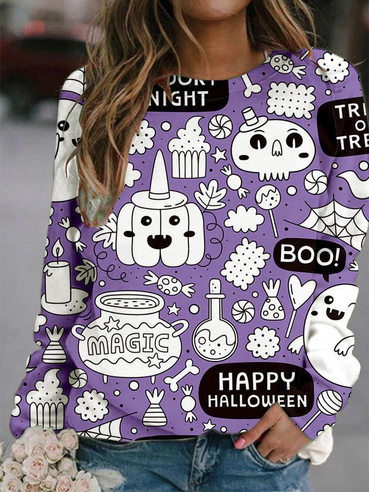Women's T-Shirts Printed Round Neck Long Sleeve Loose T-Shirts - T-Shirts - INS | Online Fashion Free Shipping Clothing, Dresses, Tops, Shoes - 20-30 - 24/08/2021 - Category_T-Shirts