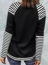 Women's T-Shirts Printed Striped Crew Neck Long Sleeve T-Shirt - T-Shirts - Instastyled | Online Fashion Free Shipping Clothing, Dresses, Tops, Shoes - 20-30 - 21/02/2022 - color-black