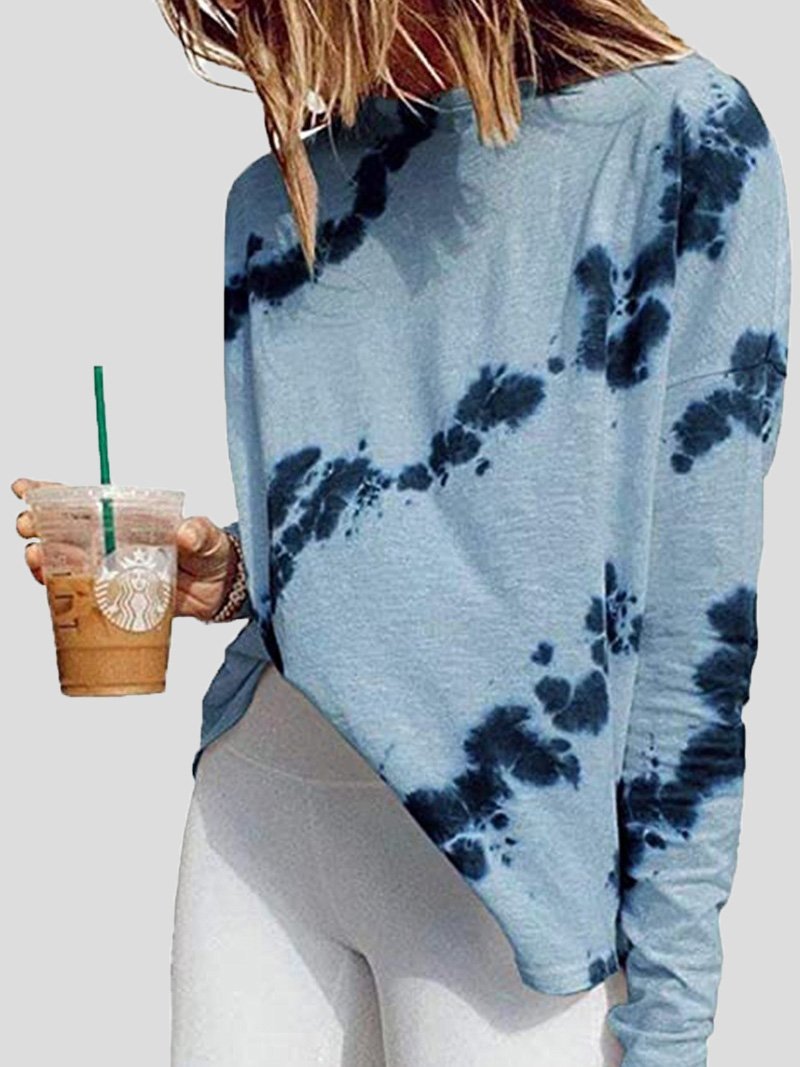 Women's T-Shirts Round Neck Tie-Dye Print Long Sleeve T-Shirt - T-Shirts - INS | Online Fashion Free Shipping Clothing, Dresses, Tops, Shoes - 10-20 - 31/08/2021 - Category_T-Shirts
