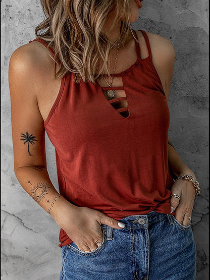 Women's T-Shirts Sexy Hollow Camisole Casual Vest T-Shirt - T-Shirts - Instastyled | Online Fashion Free Shipping Clothing, Dresses, Tops, Shoes - 14/1/2023 - Color_Black - Color_Blue