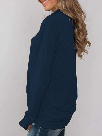 Women's T-Shirts Solid Pullover Pile Collar Long Sleeve T-Shirt - T-Shirts - INS | Online Fashion Free Shipping Clothing, Dresses, Tops, Shoes - 10-20 - 18/09/2021 - Category_T-Shirts