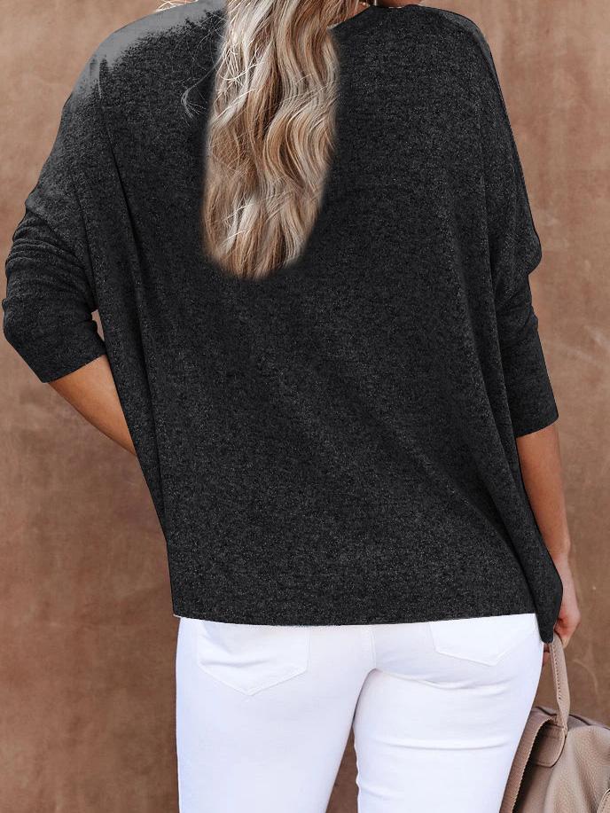 Women's T-Shirts Solid Wool Fleece Bat Sleeve V-Neck Pullover T-Shirts - T-Shirts - INS | Online Fashion Free Shipping Clothing, Dresses, Tops, Shoes - 09/08/2021 - 20-30 - Category_T-Shirts