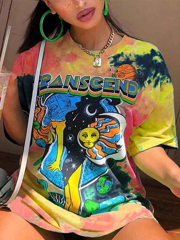 Women's T-Shirts Street Style Colorful Tie Dye Printed T-Shirt - T-Shirts - Instastyled | Online Fashion Free Shipping Clothing, Dresses, Tops, Shoes - 4/1/2023 - Color_Blue - Color_Green