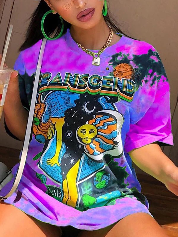 Women's T-Shirts Street Style Colorful Tie Dye Printed T-Shirt - T-Shirts - Instastyled | Online Fashion Free Shipping Clothing, Dresses, Tops, Shoes - 4/1/2023 - Color_Blue - Color_Green