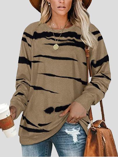 Women's T-Shirts Tie-Dye Round Neck Long Sleeve T-Shirt - T-Shirts - INS | Online Fashion Free Shipping Clothing, Dresses, Tops, Shoes - 15/11/2021 - Color_Blue - Color_Khaki