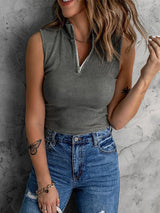 Women's Tank Tops Casual Half Turtleneck Zip Sleeveless Tank Top - Tank Tops - Instastyled | Online Fashion Free Shipping Clothing, Dresses, Tops, Shoes - 07/02/2022 - 20-30 - color-army_green