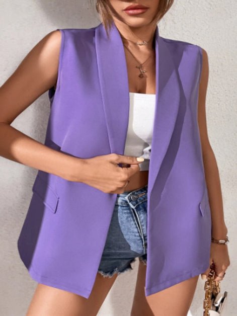 Women's Tank Tops Casual Lapel Buttonless Sleeveless Suit Vest - Tank Tops - Instastyled | Online Fashion Free Shipping Clothing, Dresses, Tops, Shoes - 12/05/2022 - Color_Apricot - Color_Blue