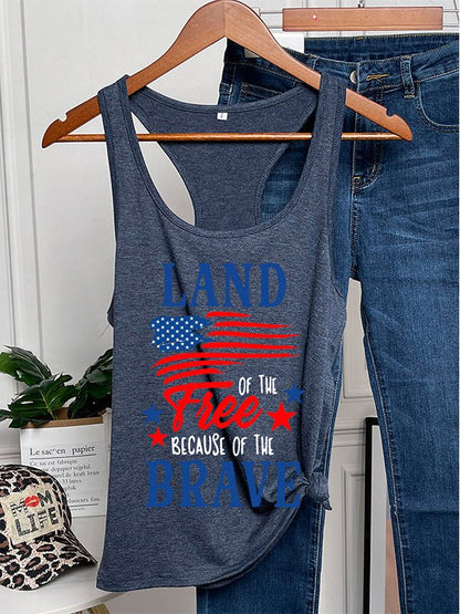 Women's Tank Tops Casual Letter Print Crew Neck Tank Top - MsDressly