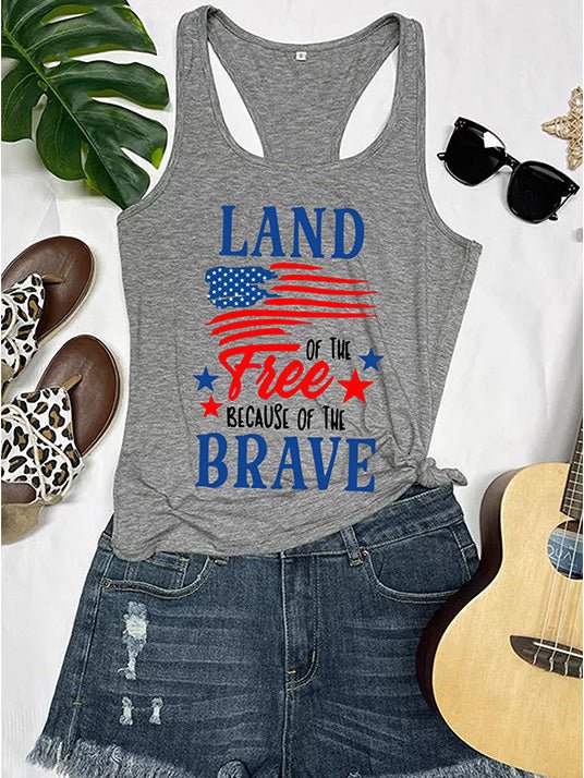 Women's Tank Tops Casual Letter Print Crew Neck Tank Top - MsDressly