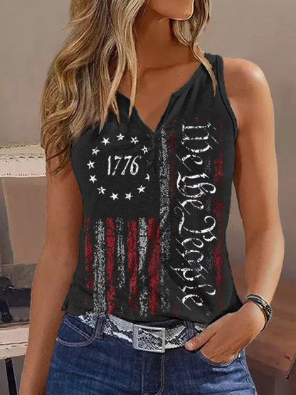 Women's Tank Tops Casual Print V-Neck Sleeveless Tank Top - Tank Tops - Instastyled | Online Fashion Free Shipping Clothing, Dresses, Tops, Shoes - 20-30 - 30/05/2022 - color-black