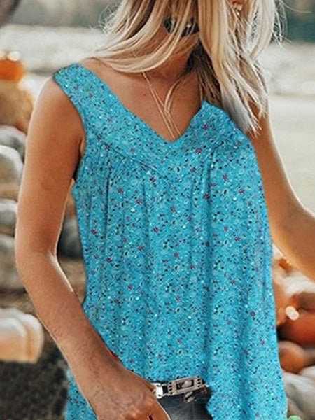 Women's Tank Tops Floral Print V-Neck Casual Tank Top - Tank Tops - Instastyled | Online Fashion Free Shipping Clothing, Dresses, Tops, Shoes - 05/08/2022 - Color_Black - Color_Blue