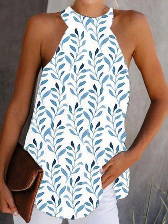 Women's Tank Tops Halter Print Sleeveless Casual Tank Top - Tank Tops - Instastyled | Online Fashion Free Shipping Clothing, Dresses, Tops, Shoes - 07/06/2022 - Color_Blue - Color_Multicolor