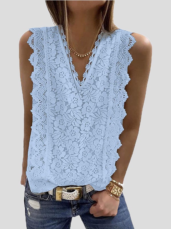 Women's Tank Tops Lace V-Neck Sleeveless Tank Top - Tank Tops - Instastyled | Online Fashion Free Shipping Clothing, Dresses, Tops, Shoes - 20-30 - 23/12/2021 - color-black