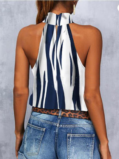 Women's Tank Tops Loose Halterneck Striped Sleeveless Tank Tops - Tank Tops - Instastyled | Online Fashion Free Shipping Clothing, Dresses, Tops, Shoes - 20-30 - 24/05/2022 - color-blue