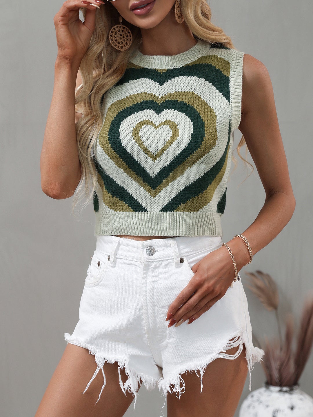 Women's Tank Tops Loose Striped Heart-Shaped Knitted Vest - Tank Tops - Instastyled | Online Fashion Free Shipping Clothing, Dresses, Tops, Shoes - 25/12/2021 - 30-40 - color-blue