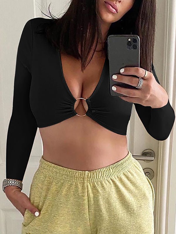 Women's Tank Tops Sexy Cutout Ring Long Sleeve Tank Top - Tank Tops - Instastyled | Online Fashion Free Shipping Clothing, Dresses, Tops, Shoes - 10-20 - 16/12/2022 - color-black