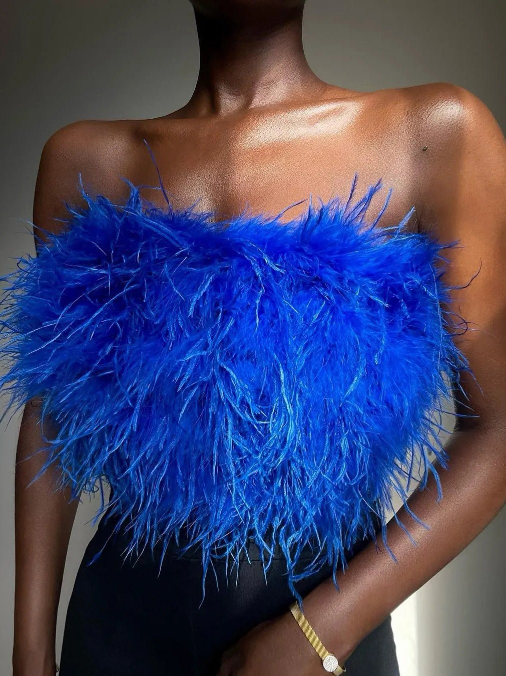 Women's Tank Tops Solid Feather Bandeau Tank Top - Tank Tops - Instastyled | Online Fashion Free Shipping Clothing, Dresses, Tops, Shoes - 14/06/2022 - 30-40 - color-blue