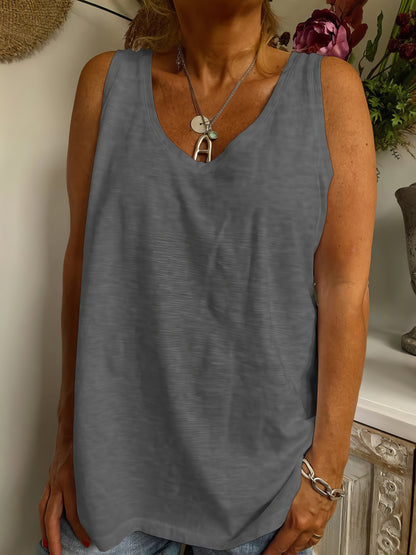 Tank Tops - Tops Solid V-Neck Sleeveless Casual Tank Top - MsDressly