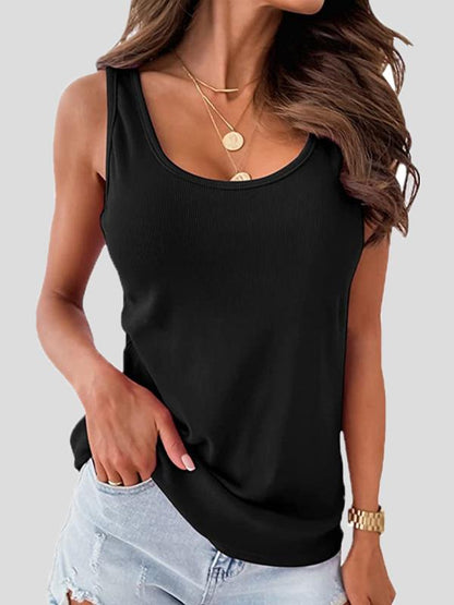 Women's Tank Tops Solid Versatile U-Neck Ribbed Tank Tops - Tank Tops - Instastyled | Online Fashion Free Shipping Clothing, Dresses, Tops, Shoes - 09/12/2021 - 10-20 - color-black