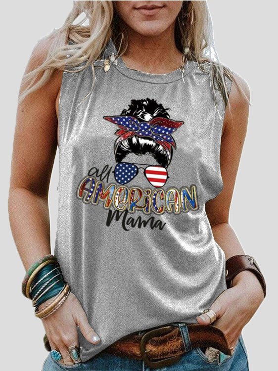 Women's Tank Tops Star Alphabet Print Crew Neck Sleeveless Tank Top - Tank Tops - Instastyled | Online Fashion Free Shipping Clothing, Dresses, Tops, Shoes - 15/06/2022 - Color_Black - Color_Gray