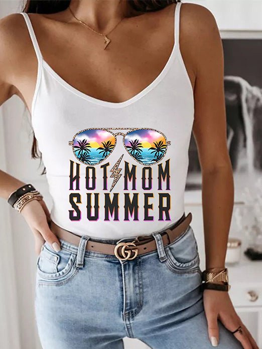 Women's Tank Tops Summer Glasses Print Sling Casual Tank Top - Tank Tops - Instastyled | Online Fashion Free Shipping Clothing, Dresses, Tops, Shoes - 07/06/2022 - Color_Black - Color_White