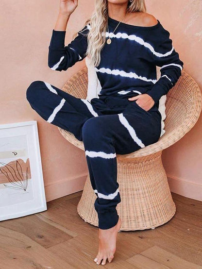 Women's Tie Dye Gradient Color Comfort Two-piece Outfits - Sets - INS | Online Fashion Free Shipping Clothing, Dresses, Tops, Shoes - 01/27/2021 - 2XL - 3XL