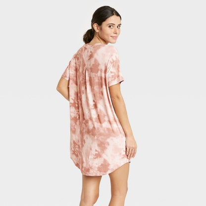 Women's Tie-Dye Short Sleeve Beautifully Soft Nightgown - Nightgowns - INS | Online Fashion Free Shipping Clothing, Dresses, Tops, Shoes - 02/03/2021 - 2XL - Color_Pink