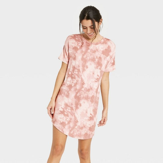 Women's Tie-Dye Short Sleeve Beautifully Soft Nightgown - Nightgowns - INS | Online Fashion Free Shipping Clothing, Dresses, Tops, Shoes - 02/03/2021 - 2XL - Color_Pink