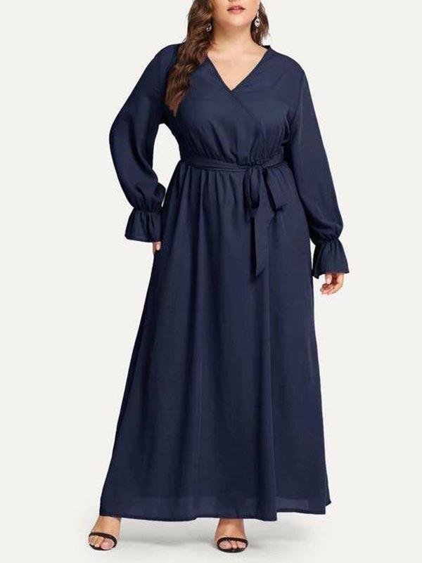 Women's V Neck Plus Size Dress - CURVE+PLUS - INS | Online Fashion Free Shipping Clothing, Dresses, Tops, Shoes - Curve + Plus - Mx Curve+Plus -