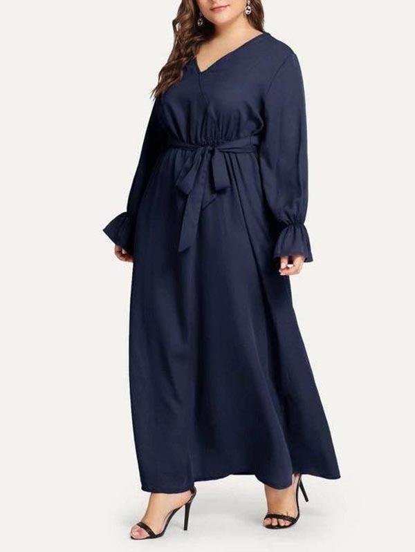 Women's V Neck Plus Size Dress - CURVE+PLUS - INS | Online Fashion Free Shipping Clothing, Dresses, Tops, Shoes - Curve + Plus - Mx Curve+Plus -