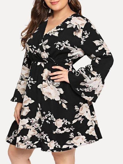 Women's V Neck Plus Size Dress - CURVE+PLUS - INS | Online Fashion Free Shipping Clothing, Dresses, Tops, Shoes - Curve + Plus - Mx Curve+Plus -