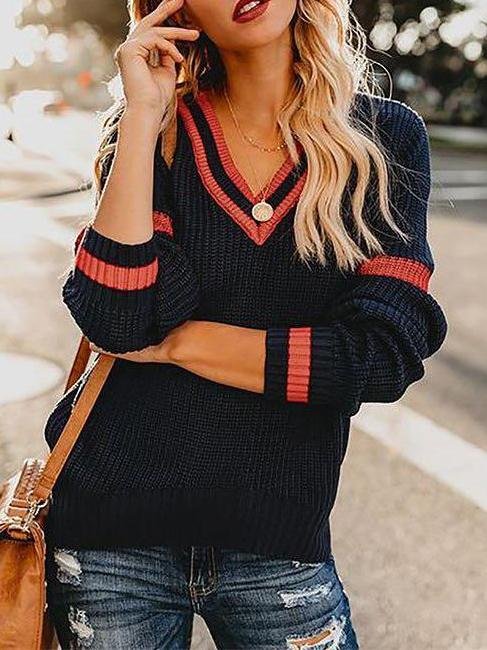 Women's V Neck With Long Sleeves - Sweaters - INS | Online Fashion Free Shipping Clothing, Dresses, Tops, Shoes - Blue - Color_Blue - Color_Gray