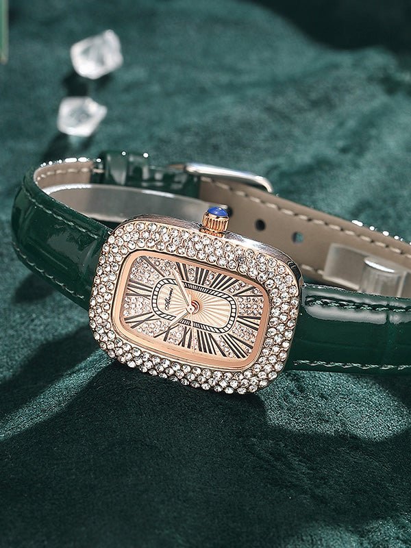 Women's Watches Diamond Leather Strap Square Waterproof Watch - LuckyFash™