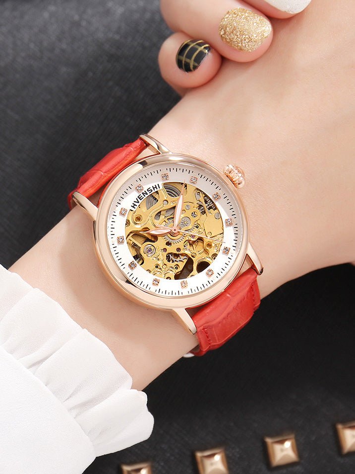 Women's Watches Hollow Luminous Disc Leather Strap Watch - LuckyFash™