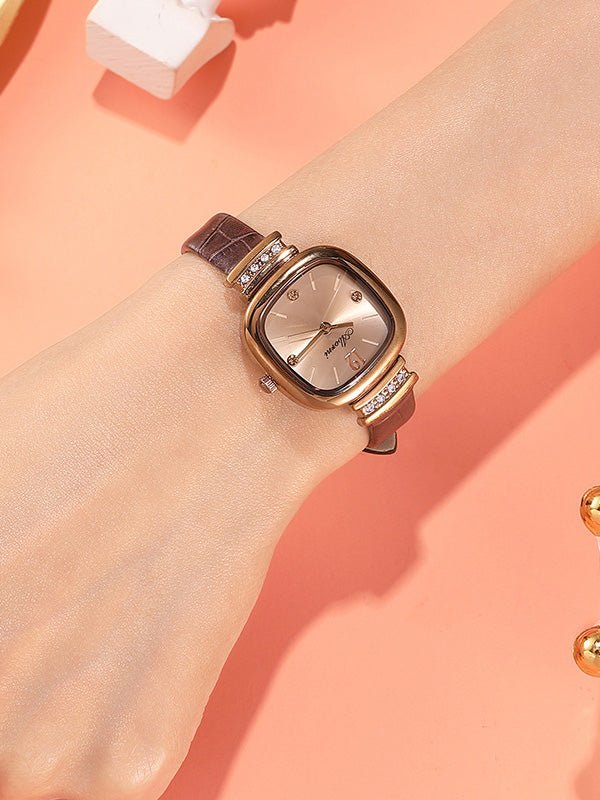 Women's Watches Waterproof Diamond Square Leather Strap Watch - LuckyFash™