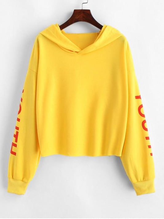 Youth Graphic Raw Cut Drop Shoulder Hoodie - INS | Online Fashion Free Shipping Clothing, Dresses, Tops, Shoes