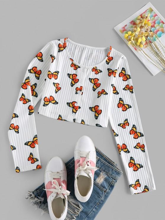 ZAFUL Ribbed Butterfly Print Crop T-shirt - INS | Online Fashion Free Shipping Clothing, Dresses, Tops, Shoes