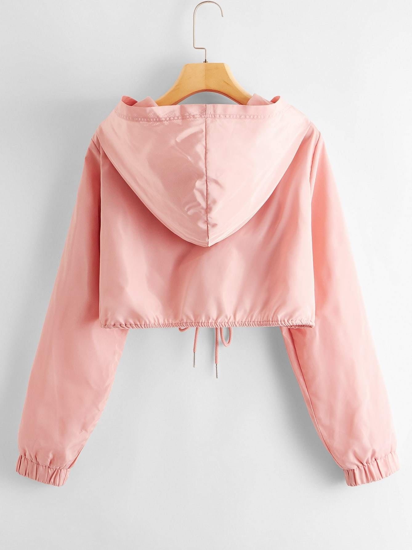 Zip Up Drawstring Hem Teddy Hooded Jacket - INS | Online Fashion Free Shipping Clothing, Dresses, Tops, Shoes