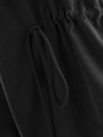 Zip Up Drawstring Hooded Jacket - INS | Online Fashion Free Shipping Clothing, Dresses, Tops, Shoes