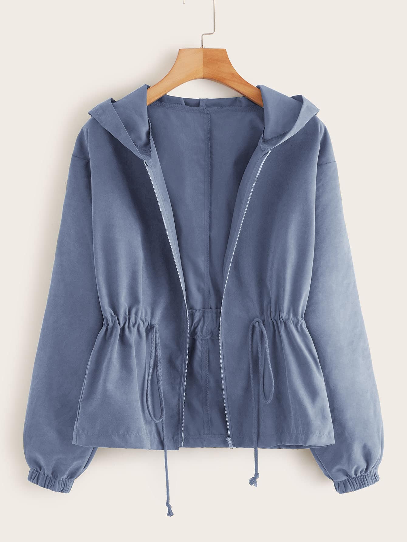 Zip Up Drawstring Hooded Jacket - INS | Online Fashion Free Shipping Clothing, Dresses, Tops, Shoes